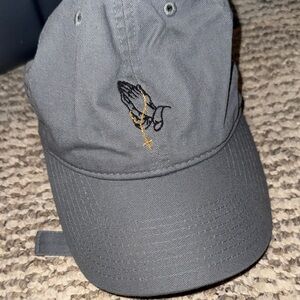 Gray Cap with Embroidered Design